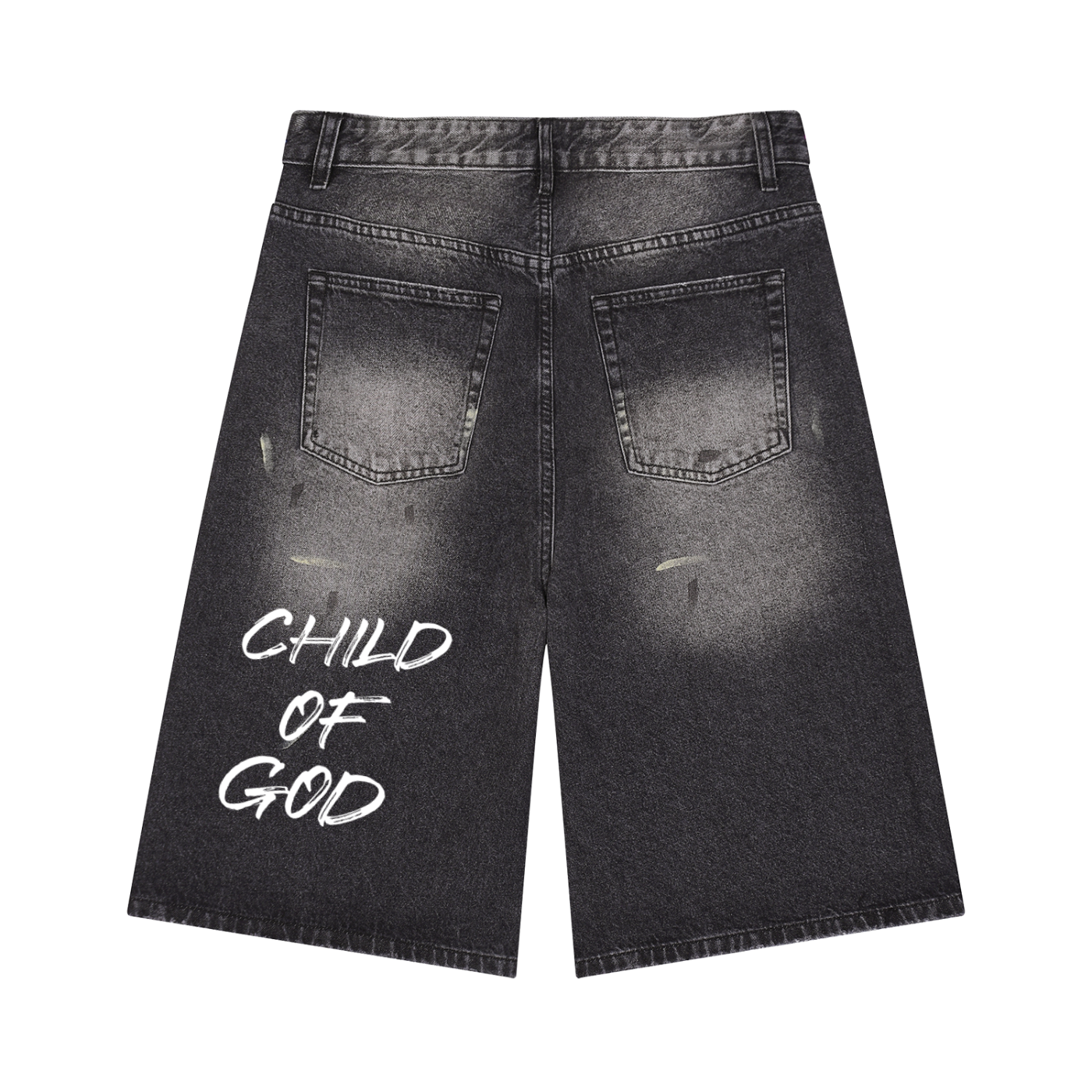 "CHILD OF GOD" Denim Shorts