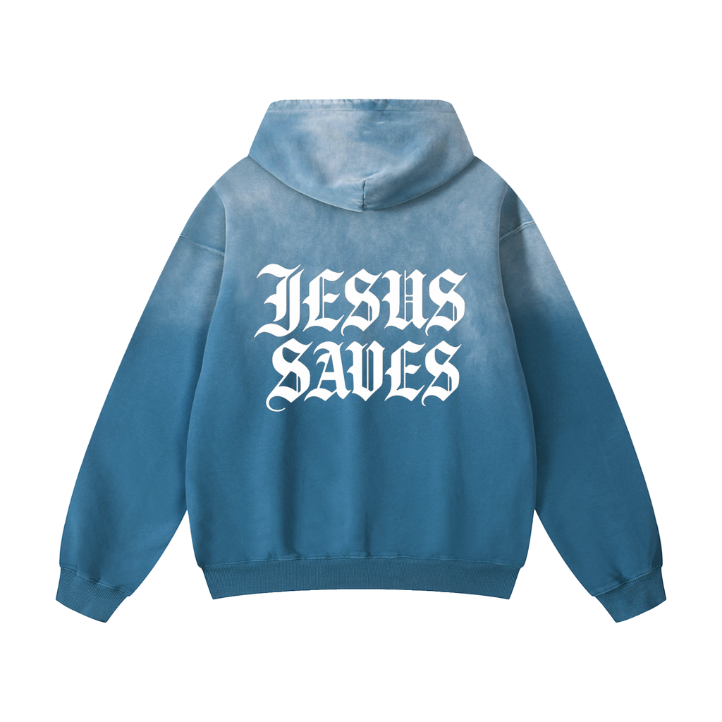 "JESUS SAVES" Denim Hoodie